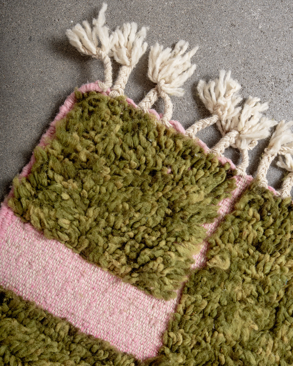 Modern, designer, handcrafted Berber rug from Morocco. Beniourain carpet with beautiful colours and patterns and fluffy wool texture.